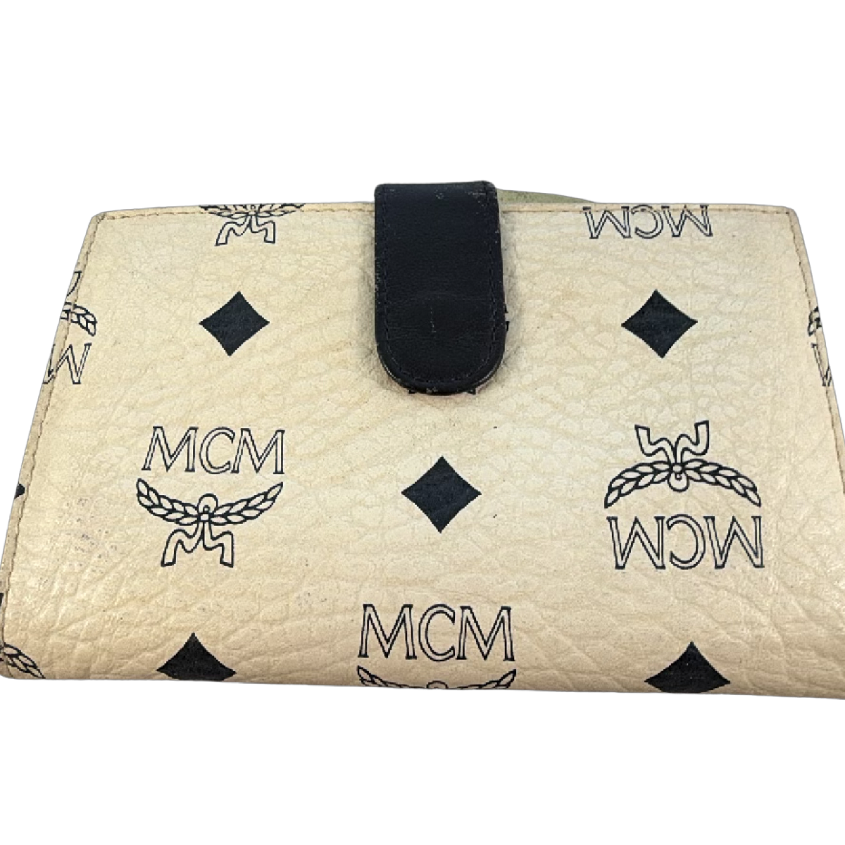 MCM Visetos Bi-Fold Beige Black Coated Canvas Wallet