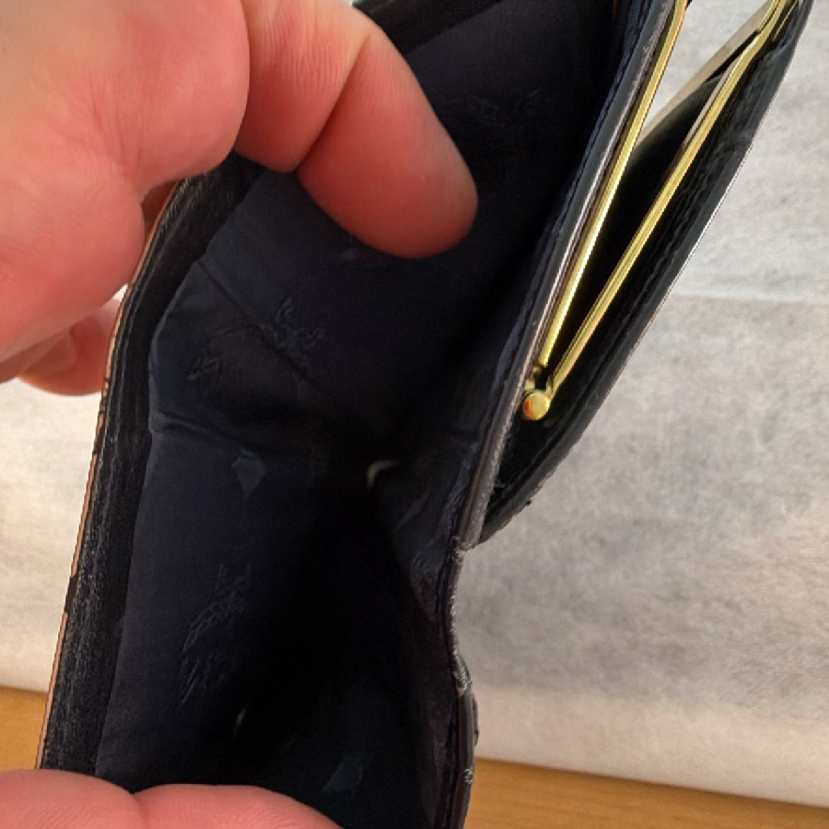 MCM Visetos Bi-Fold Beige Black Coated Canvas Wallet