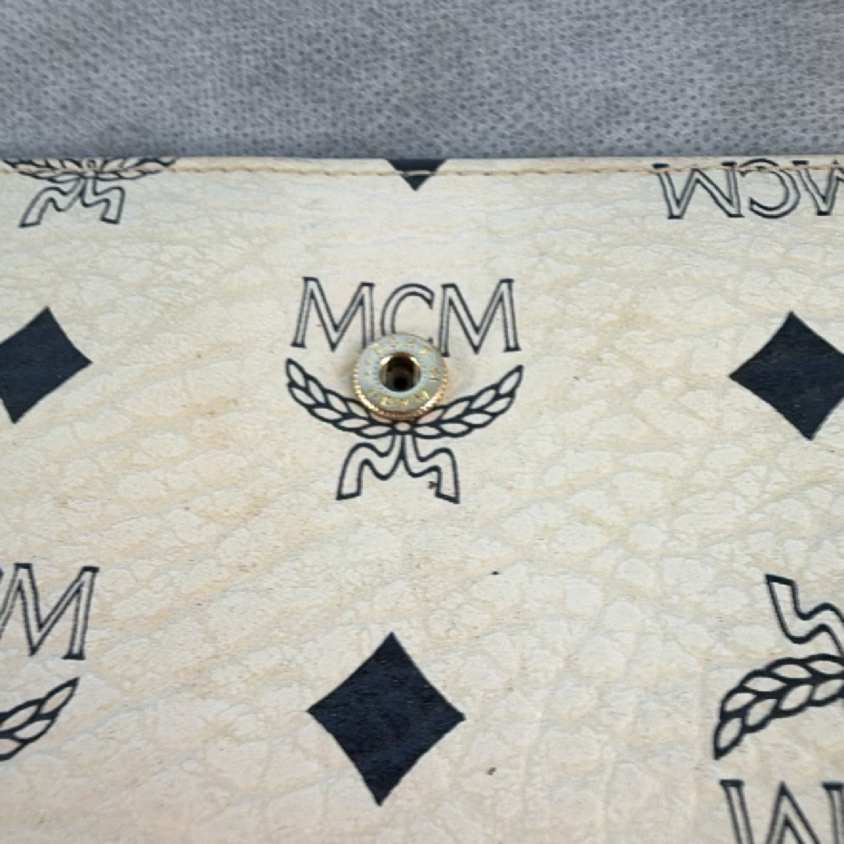 MCM Visetos Bi-Fold Beige Black Coated Canvas Wallet