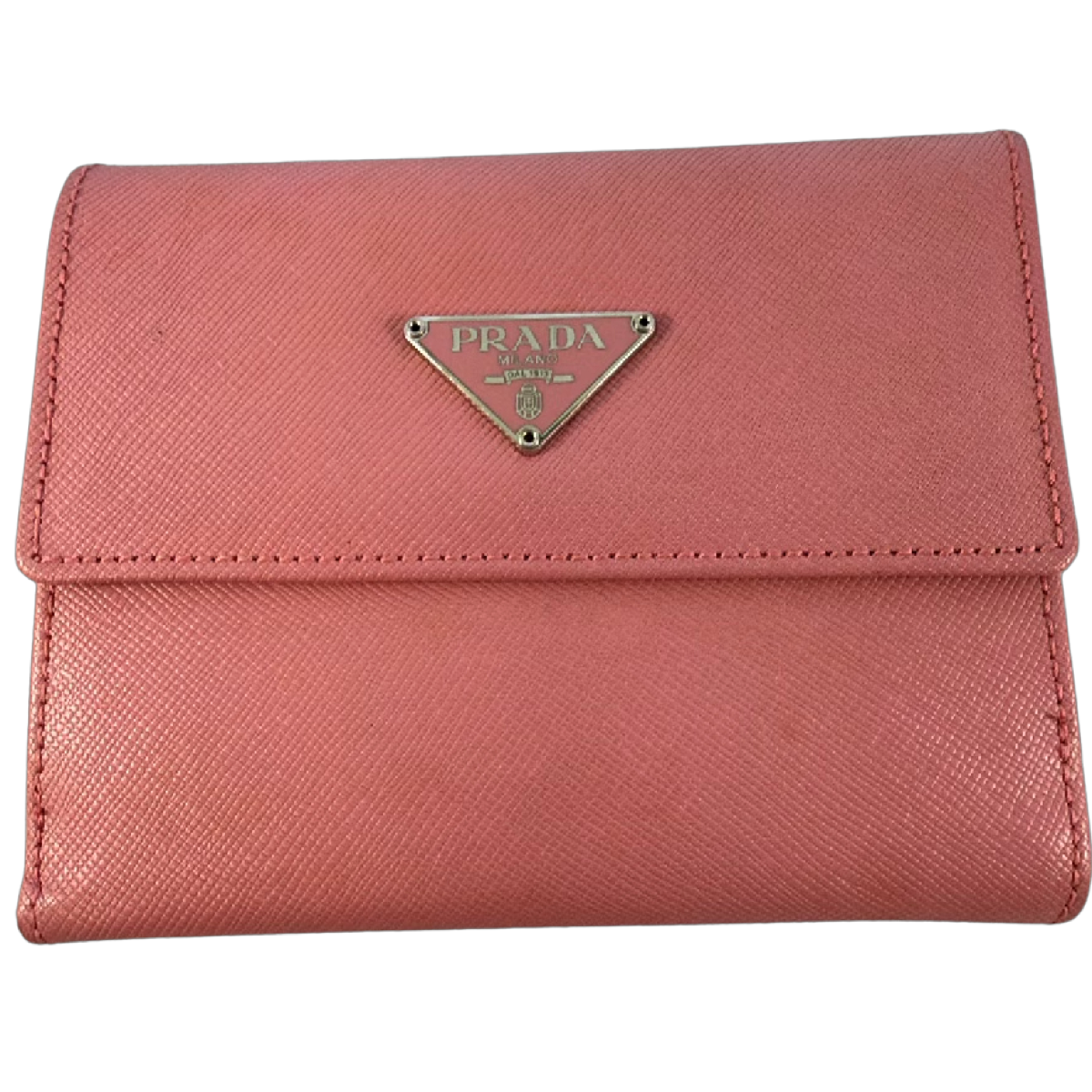 Prada Saffiano Leather Rose Pink Compact Wallet