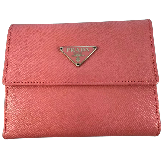 Prada Saffiano Leather Rose Pink Compact Wallet