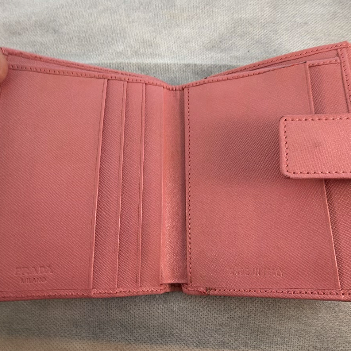 Prada Saffiano Leather Rose Pink Compact Wallet