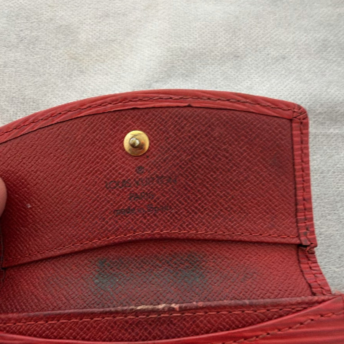 Louis Vuitton Porte Monnaie Gousset Red Epi Leather Coin Case