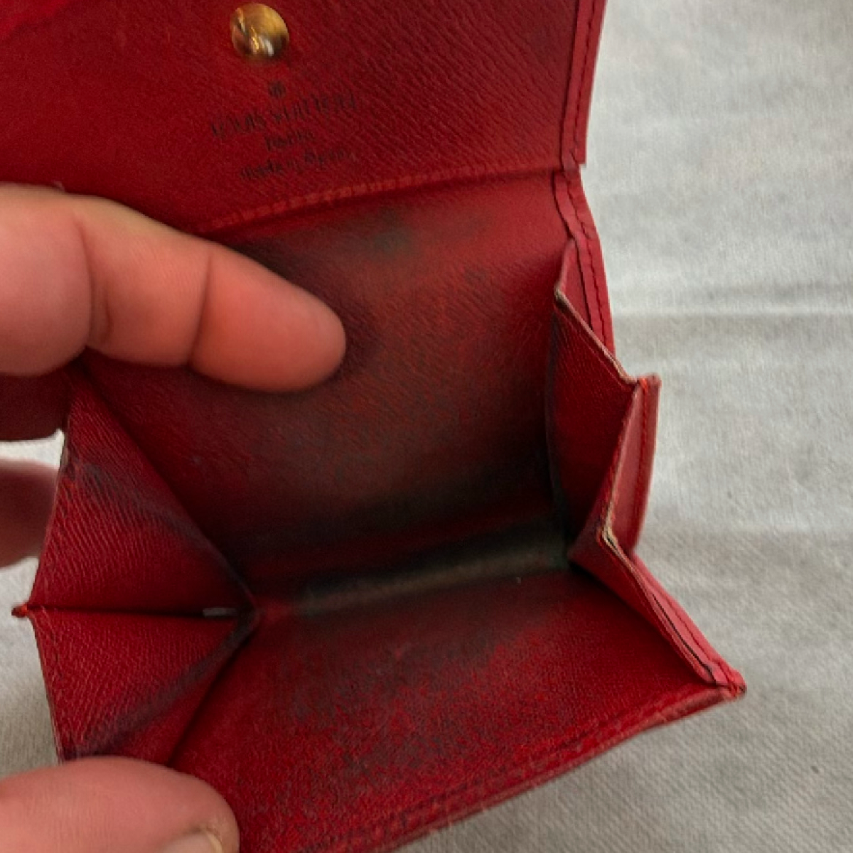 Louis Vuitton Porte Monnaie Gousset Red Epi Leather Coin Case