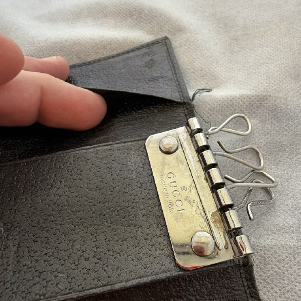 Gucci 6-Ring Key Case Black GG Monogram Canvas