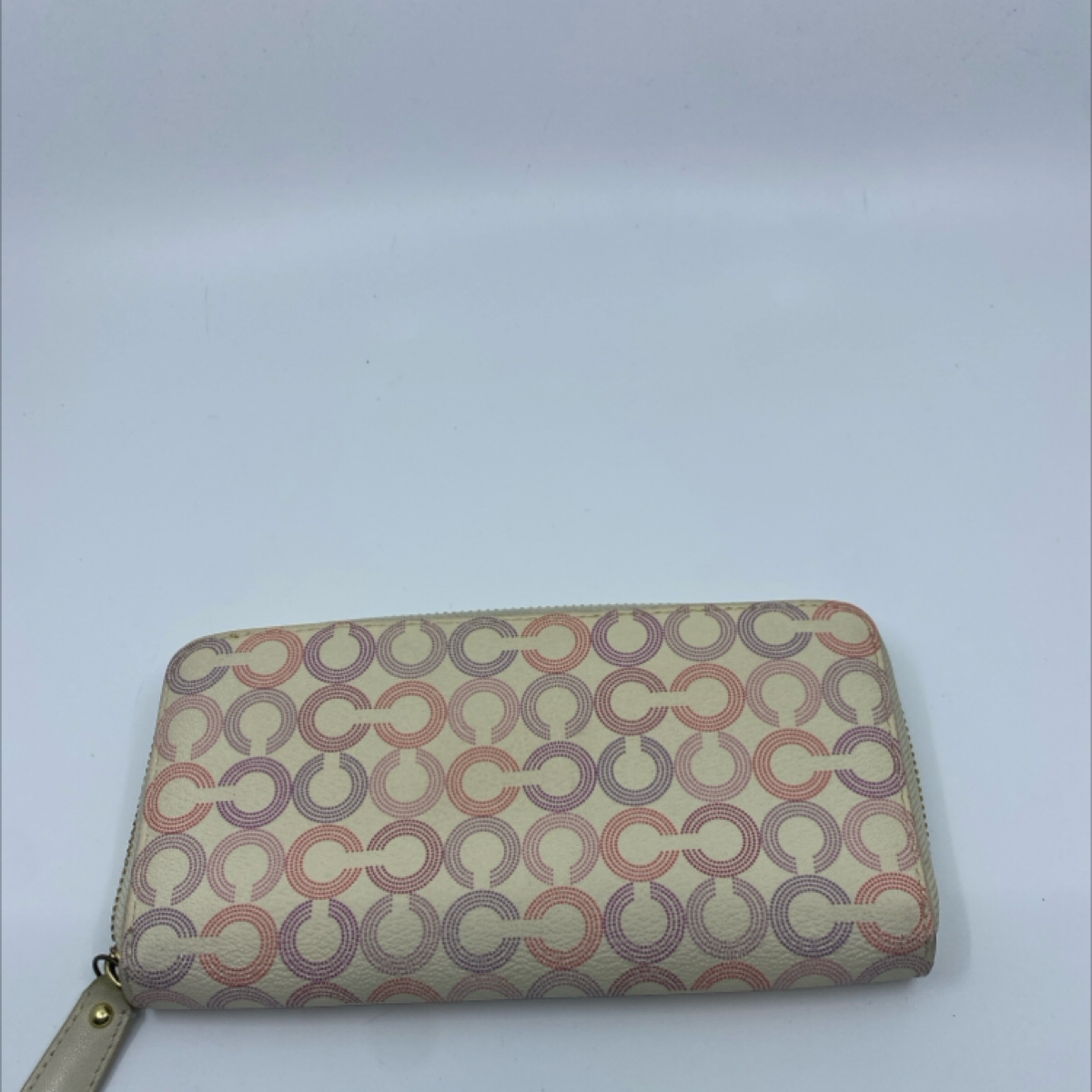 Coach Signature C Dot Cream Multi Zip Around Wallet