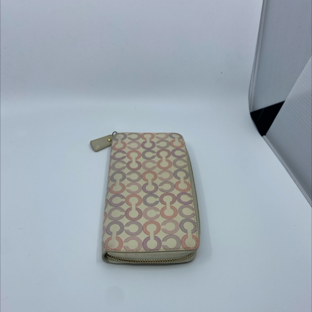 Coach Signature C Dot Cream Multi Zip Around Wallet