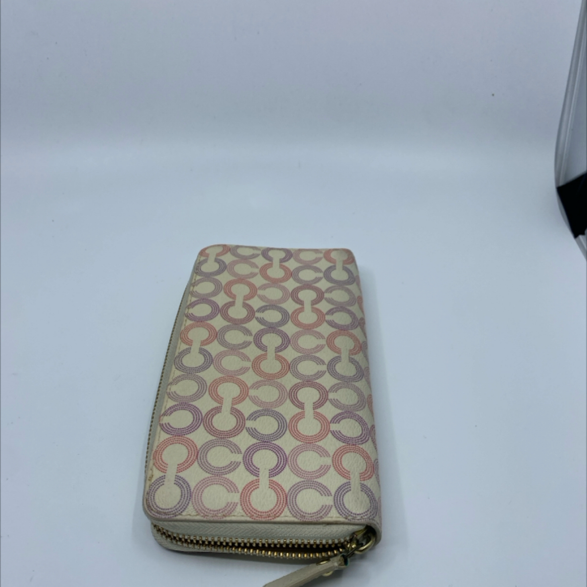 Coach Signature C Dot Cream Multi Zip Around Wallet