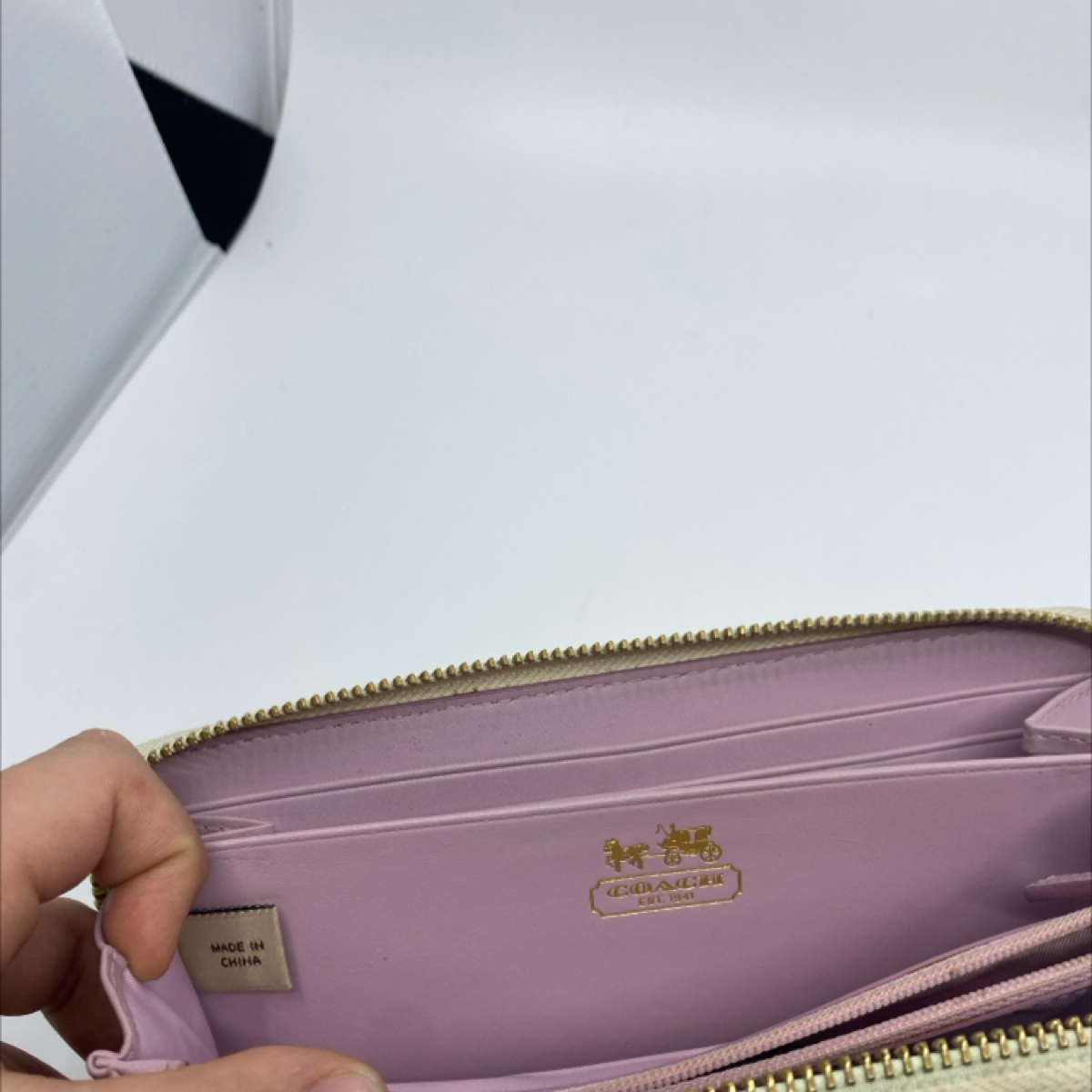 Coach Signature C Dot Cream Multi Zip Around Wallet