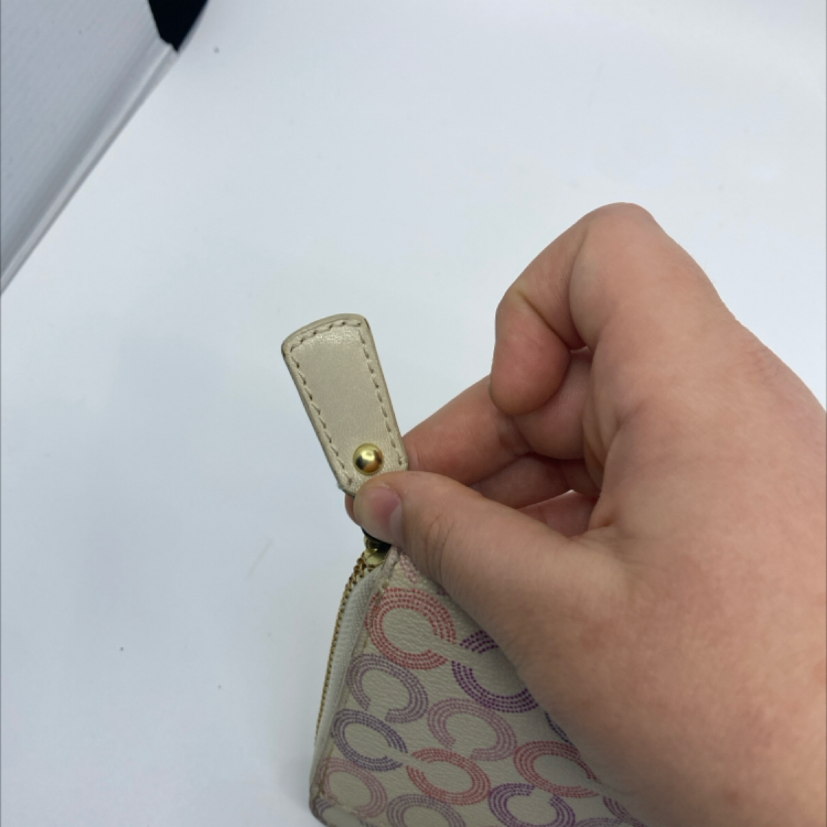Coach Signature C Dot Cream Multi Zip Around Wallet