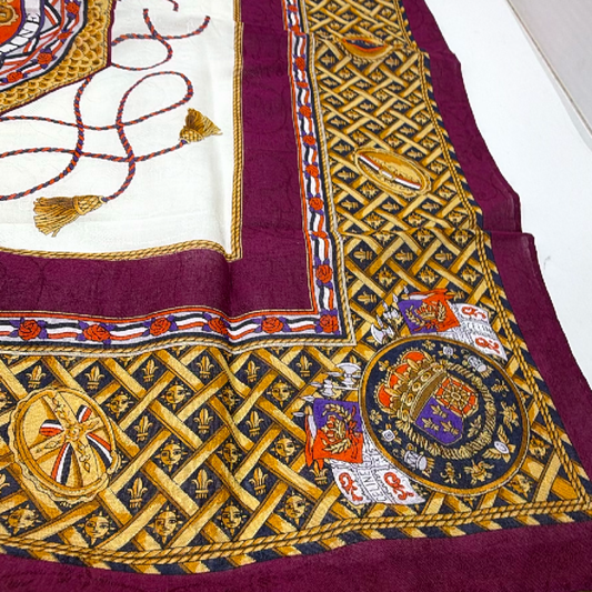 Celine Natural World Burgundy Silk Scarf