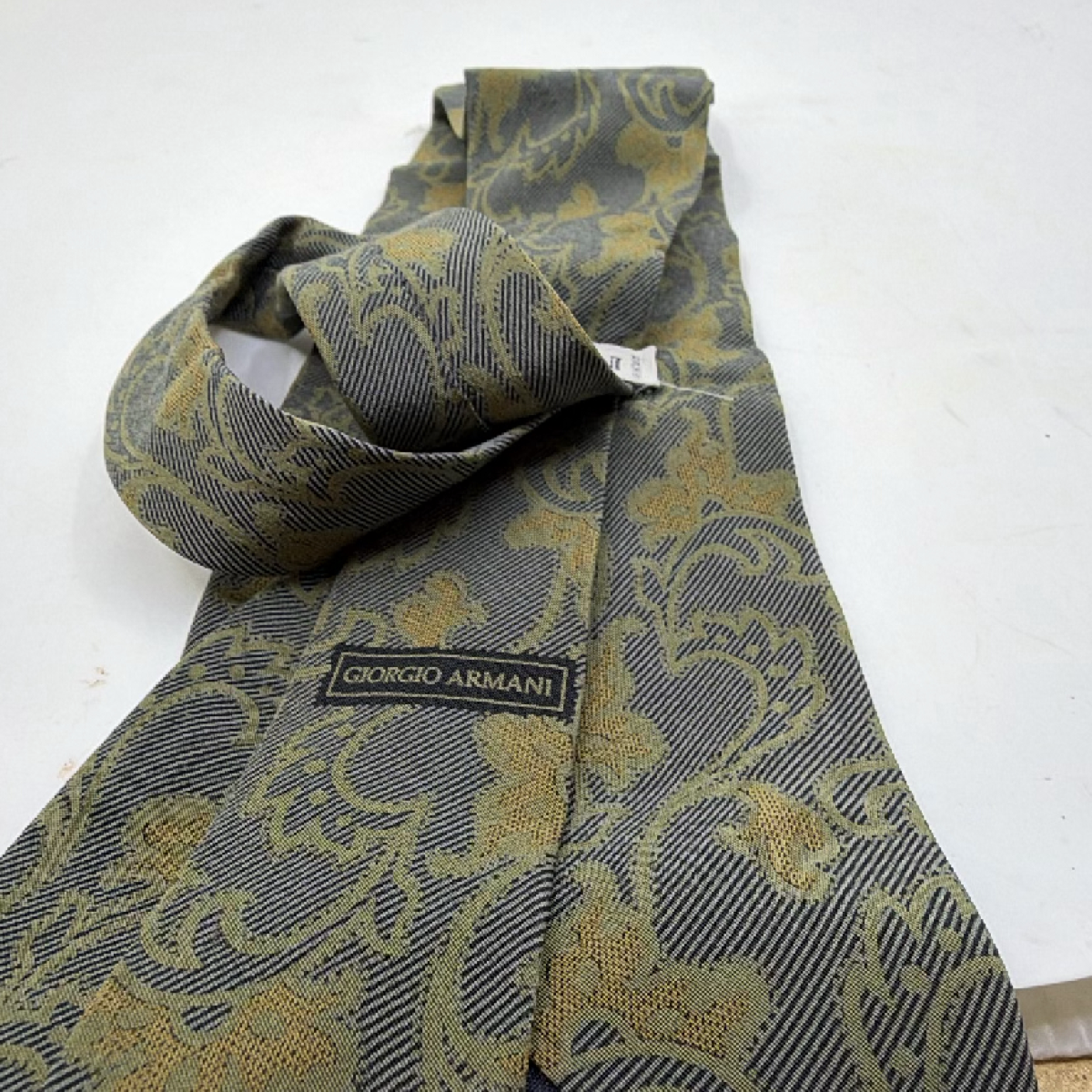 Giorgio Armani Paisley Jacquard Blue Silk Necktie