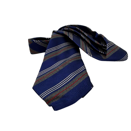 DKNY Striped Blue Silk Necktie