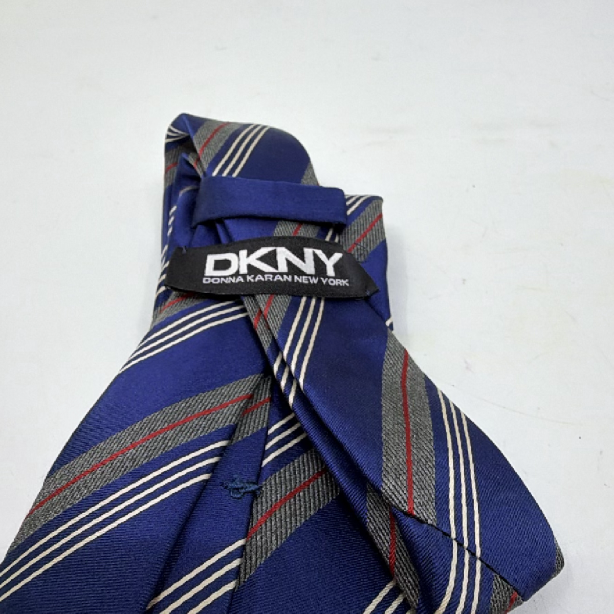 DKNY Striped Blue Silk Necktie