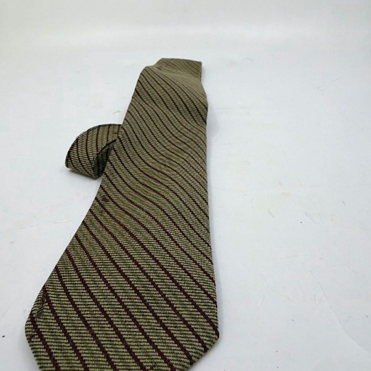 Polo by Ralph Lauren Diagonal Stripe Brown Wool Blend Necktie