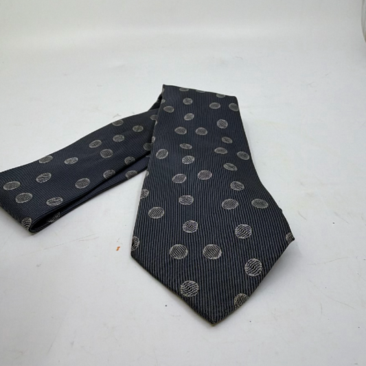 Lancetti Polka Dot Pattern Gray Silk Tie