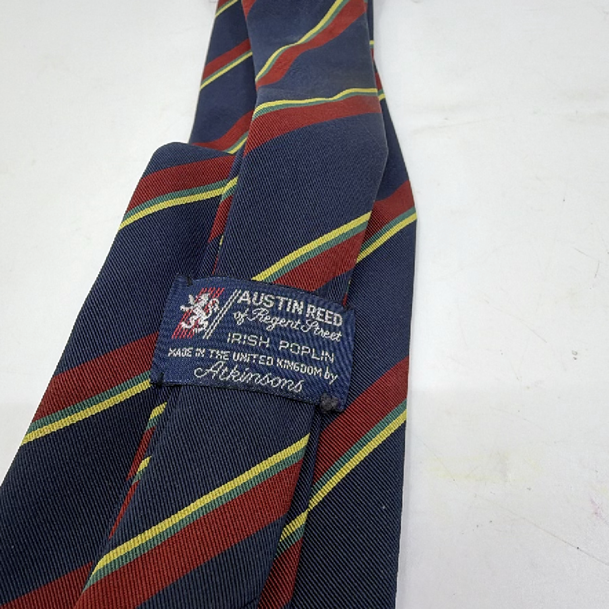 Austin Reed Striped Blue Irish Poplin Silk Wool Necktie