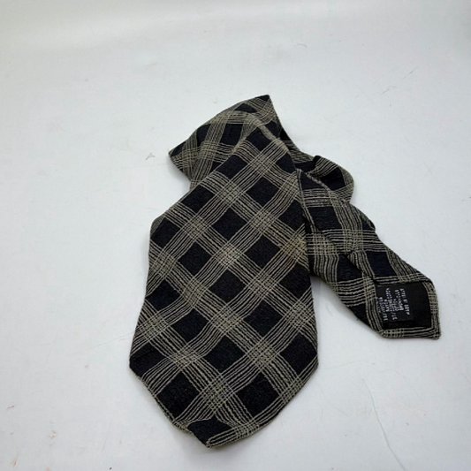 Giorgio Armani Plaid Black Cotton Viscose Blend Tie