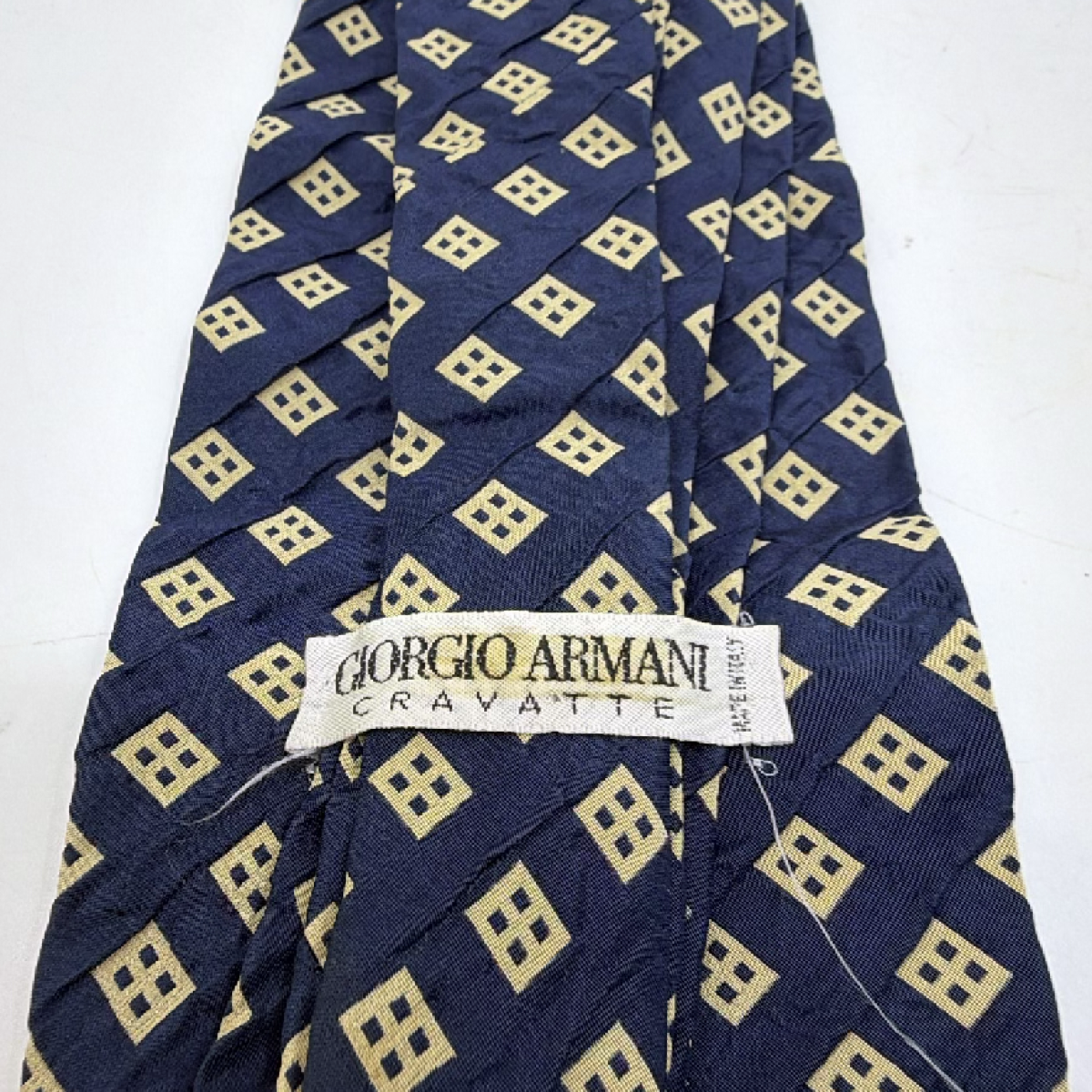 Giorgio Armani Geometric Pattern Blue Silk Necktie