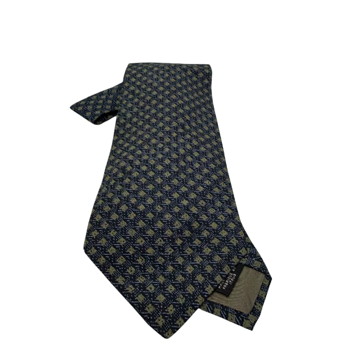 Giorgio Armani Geometric Pattern Blue Silk Tie