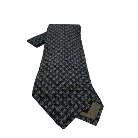 Giorgio Armani Geometric Pattern Blue Silk Tie