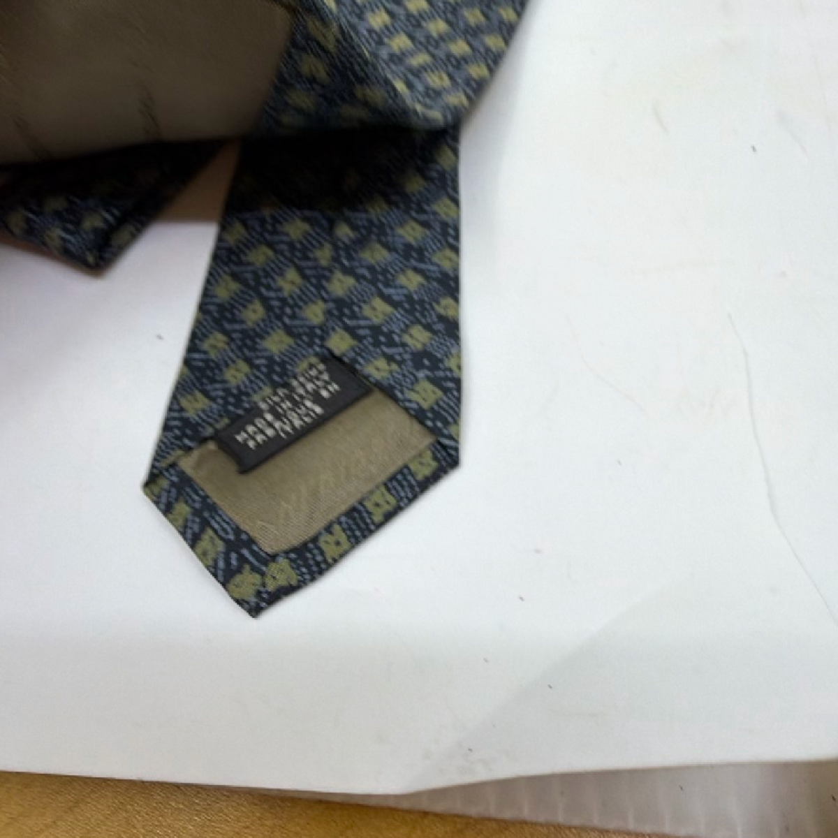 Giorgio Armani Geometric Pattern Blue Silk Tie