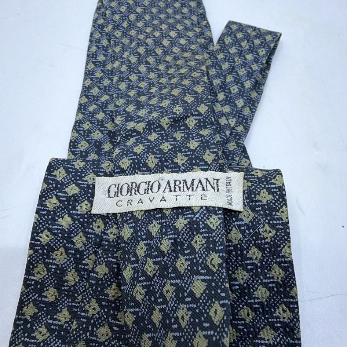 Giorgio Armani Geometric Pattern Blue Silk Tie