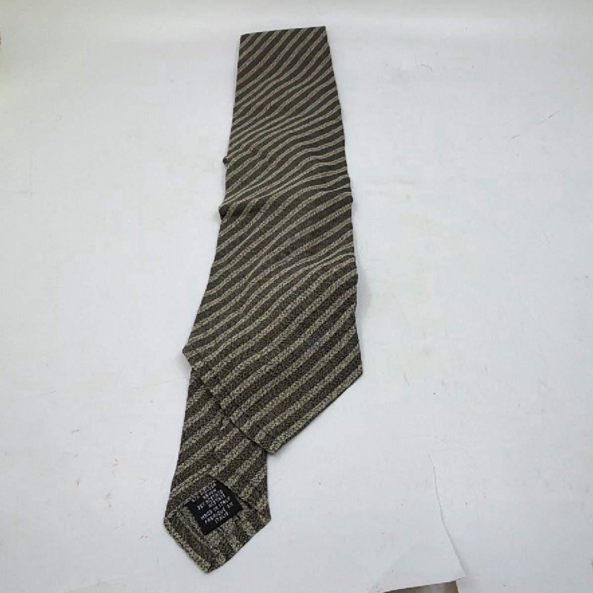 Emporio Armani Striped Brown Rayon Acetate Blend Tie