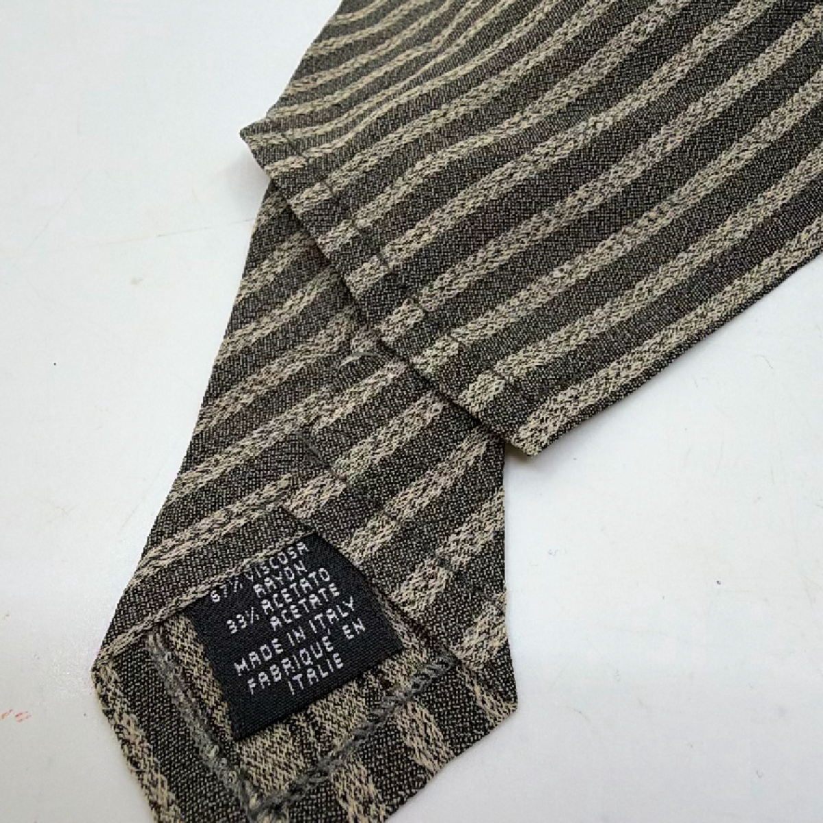 Emporio Armani Striped Brown Rayon Acetate Blend Tie