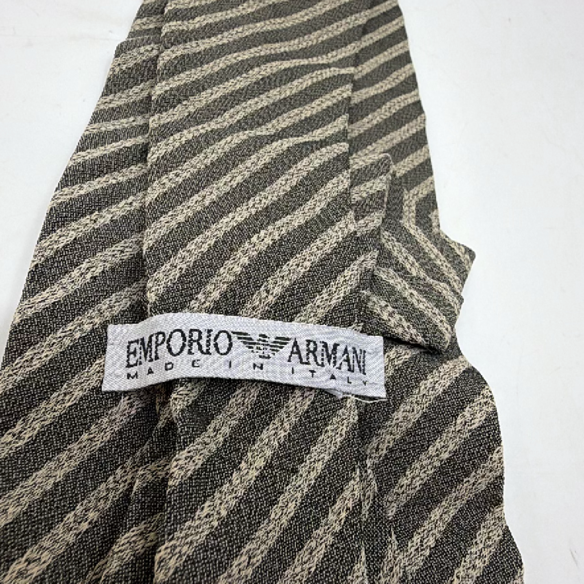 Emporio Armani Striped Brown Rayon Acetate Blend Tie
