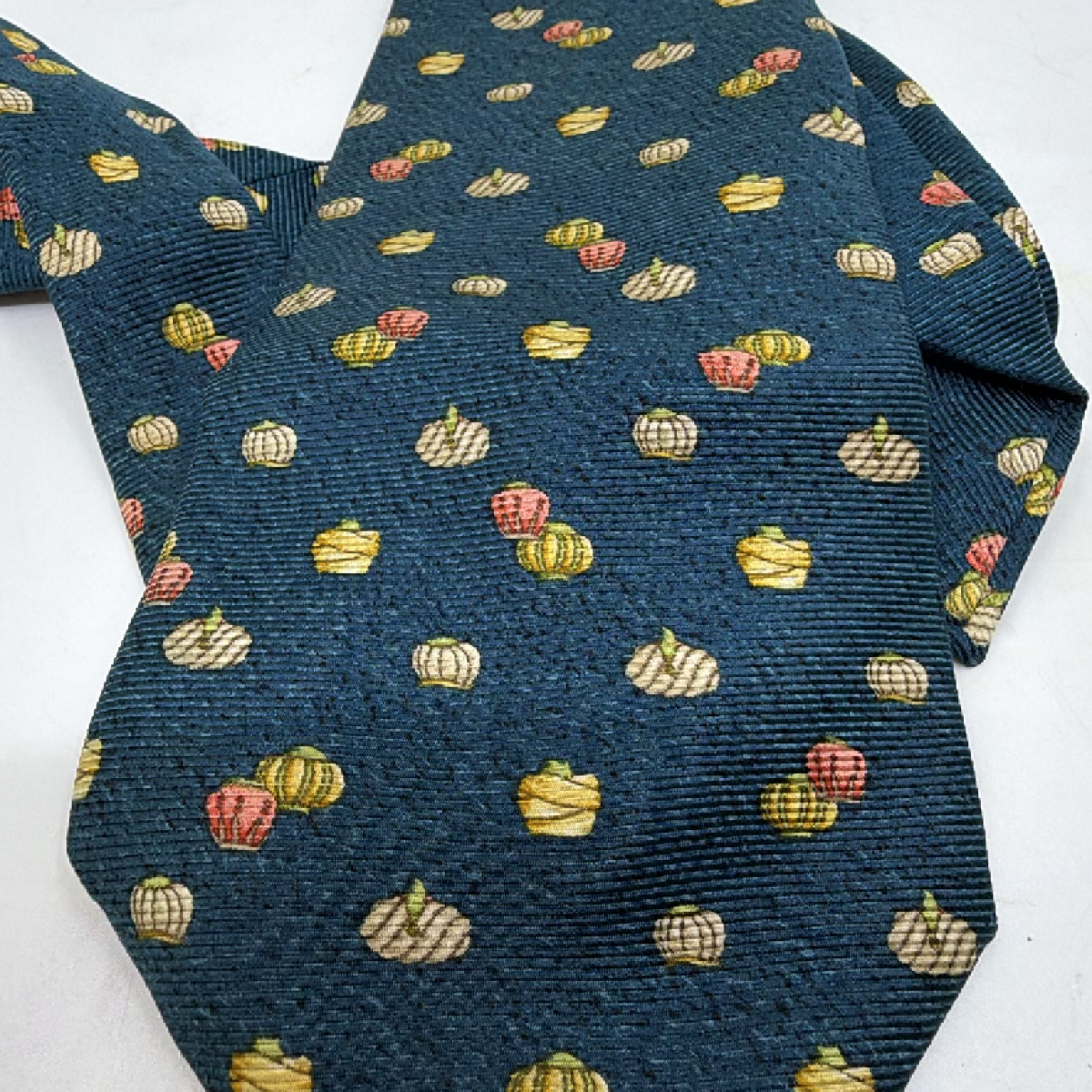 Bvlgari Lantern Pattern Blue Silk Tie