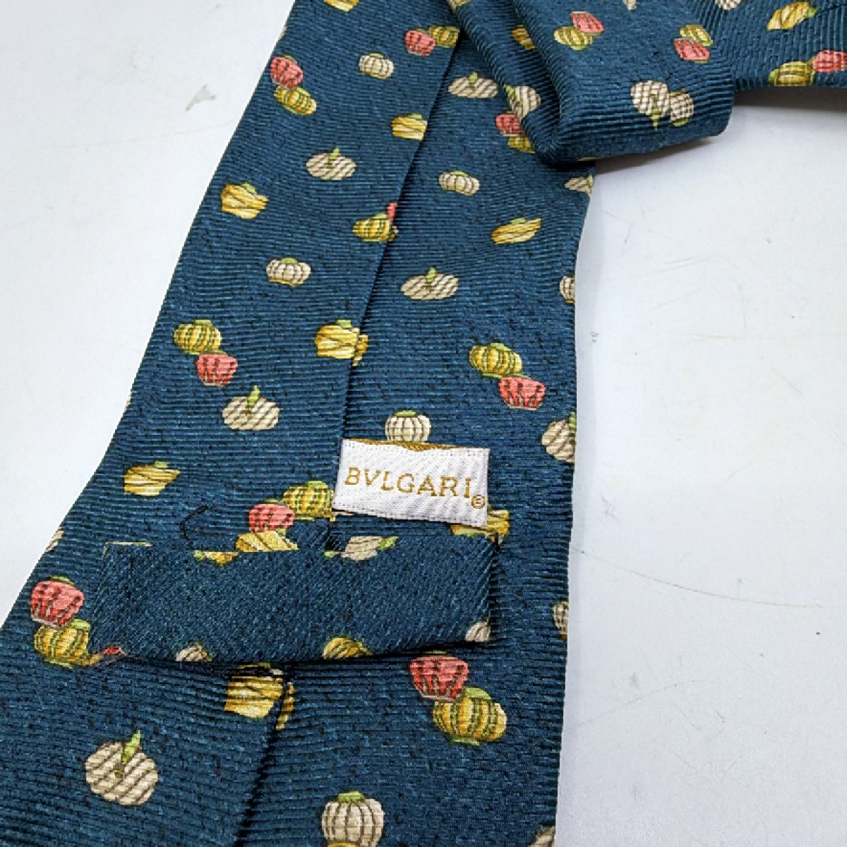 Bvlgari Lantern Pattern Blue Silk Tie