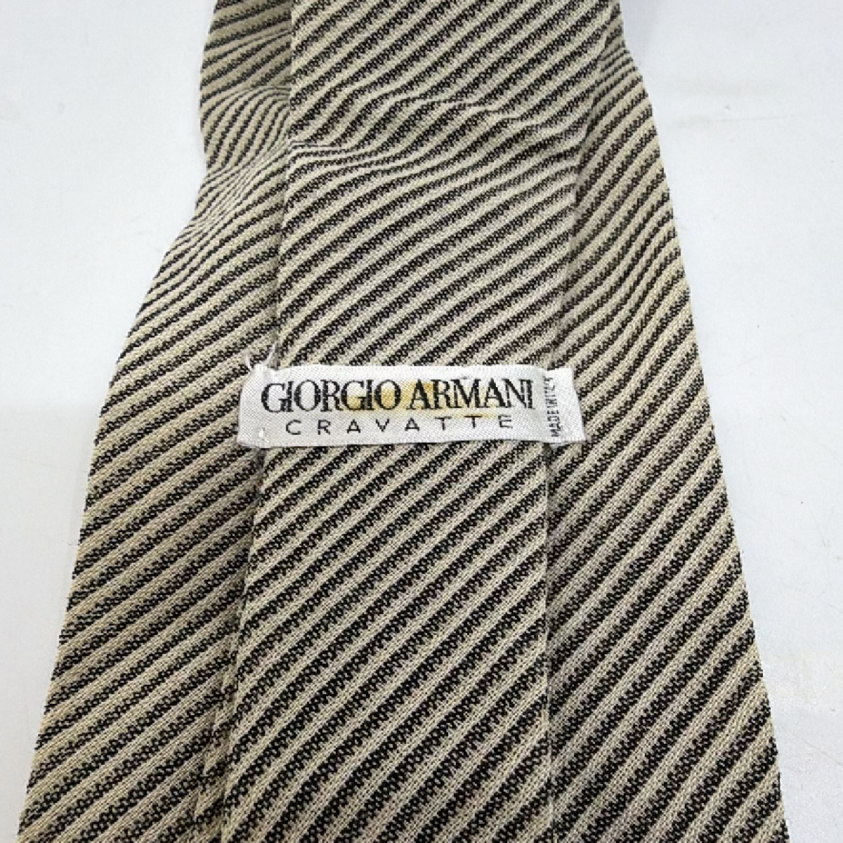 Giorgio Armani Striped Beige Woven Fabric Tie