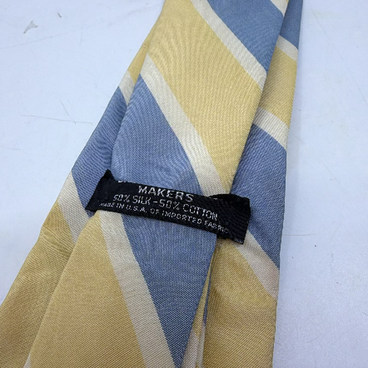 Brooks Brothers Makers Striped Yellow Blue Silk Cotton Tie