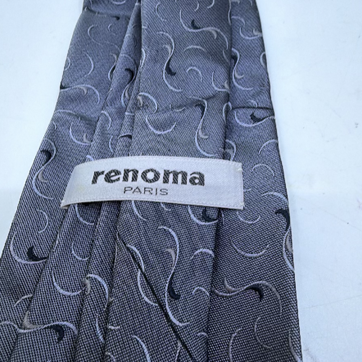 Renoma Abstract Swirl Pattern Gray Silk Necktie