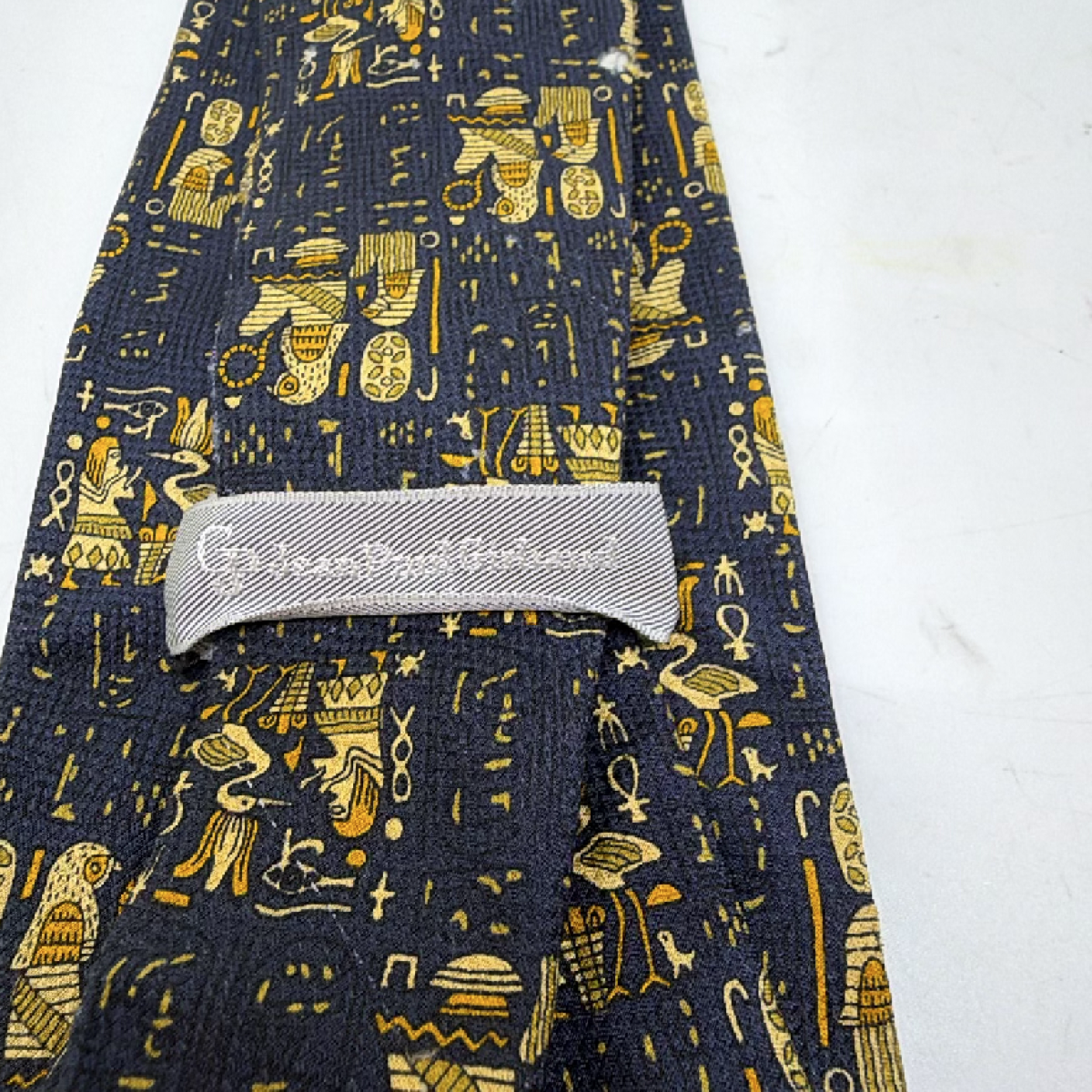 Jean Paul Giraud Egyptian Hieroglyphics Blue Silk Necktie