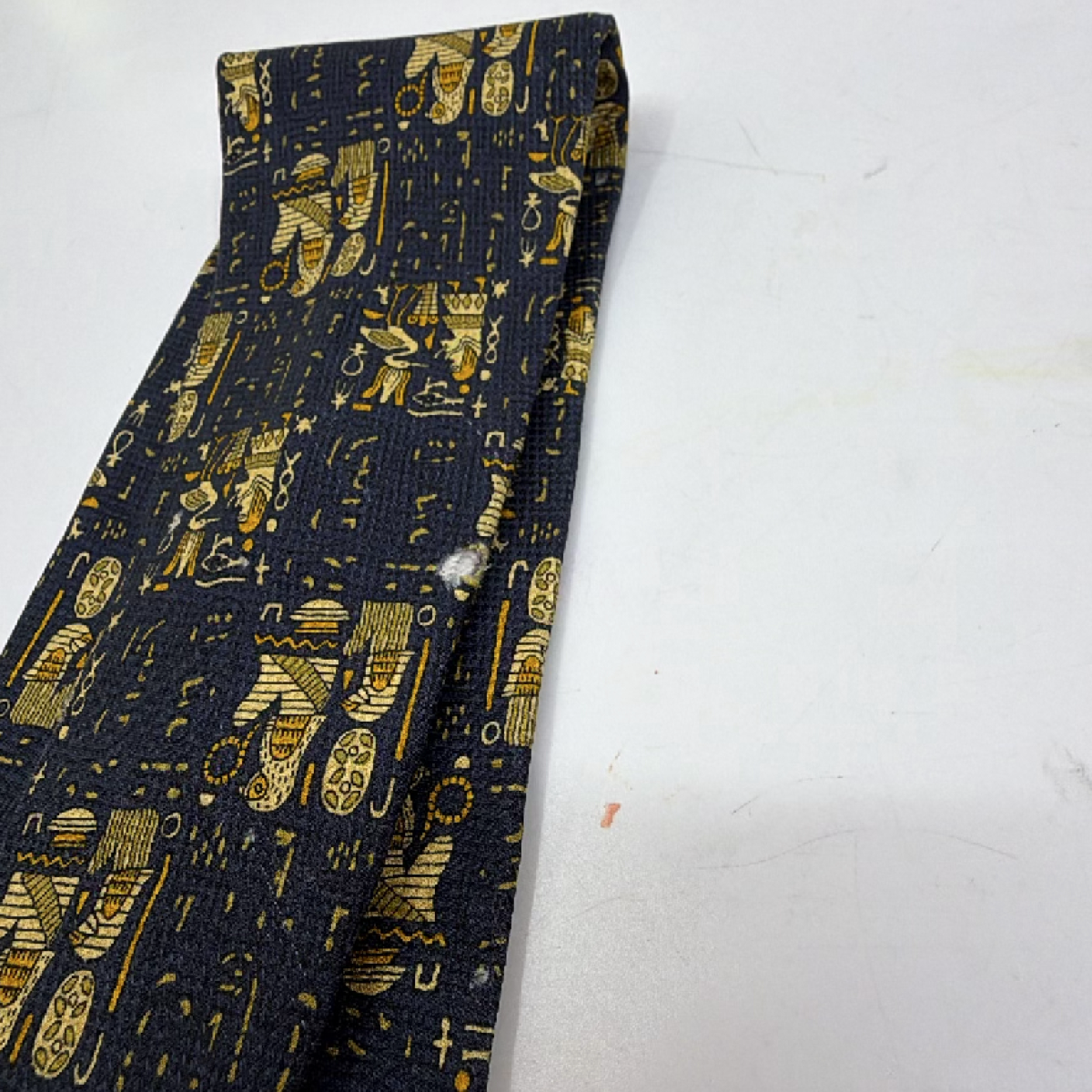 Jean Paul Giraud Egyptian Hieroglyphics Blue Silk Necktie