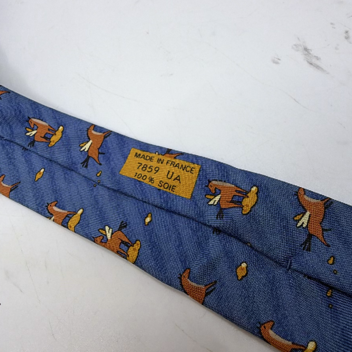 Hermès Pegasus Motif Blue Silk Necktie