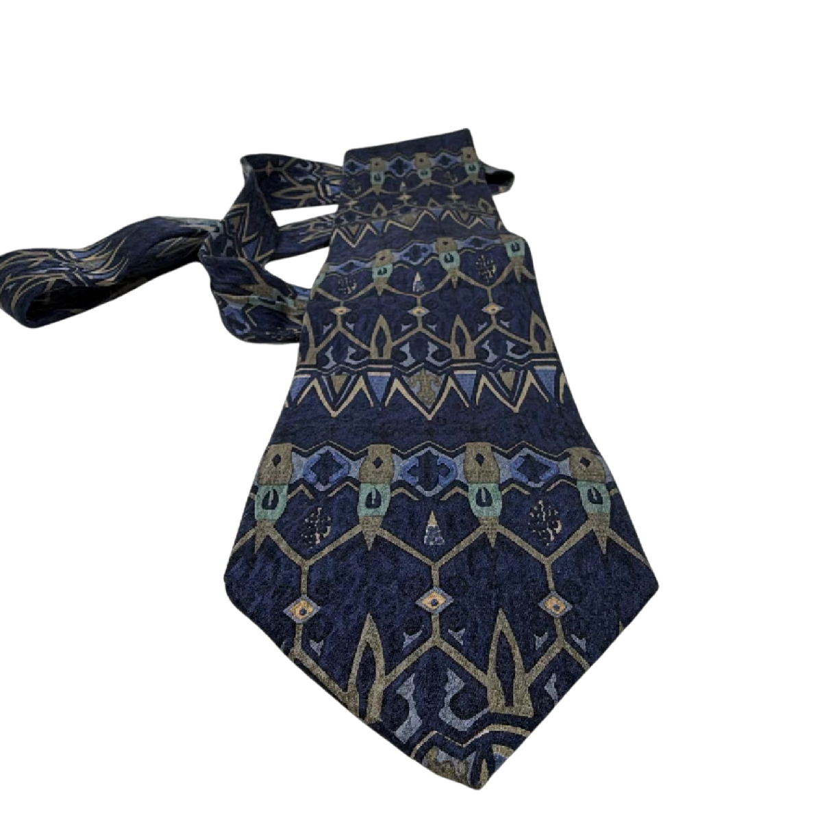 Varese Abstract Geometric Blue Silk Tie