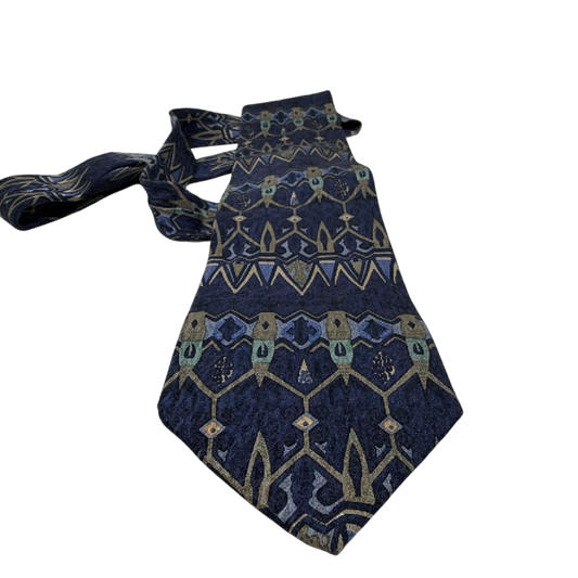 Varese Abstract Geometric Blue Silk Tie