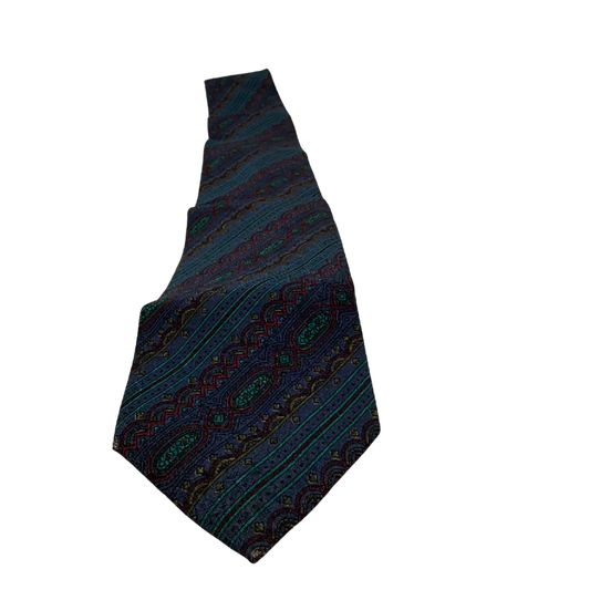Pierre Cardin Paisley Geometric Blue Cotton Necktie