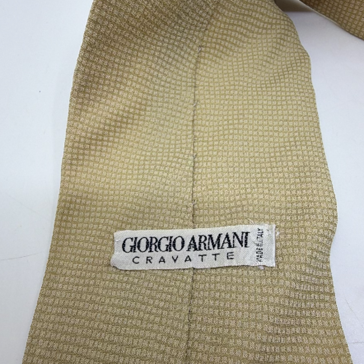 Giorgio Armani Textured Weave Beige Silk Blend Necktie