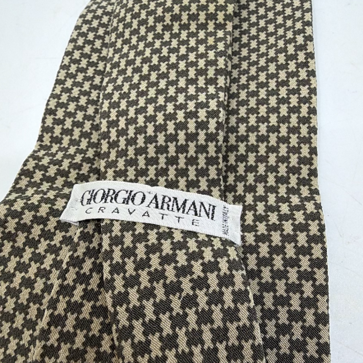 Giorgio Armani Houndstooth Brown Silk Tie