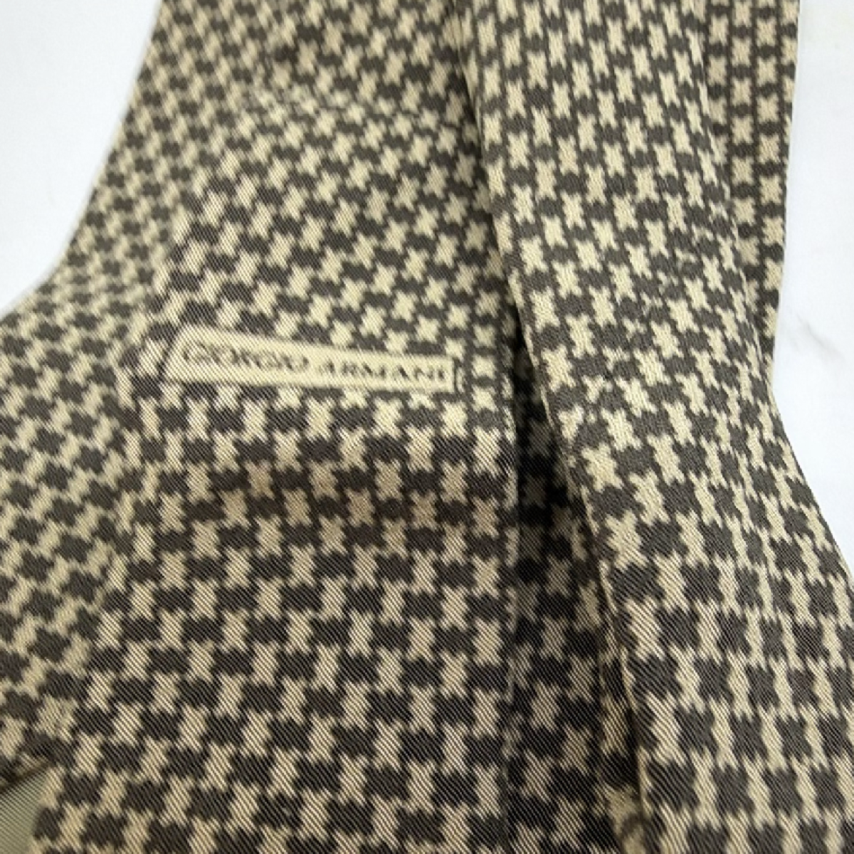 Giorgio Armani Houndstooth Brown Silk Tie