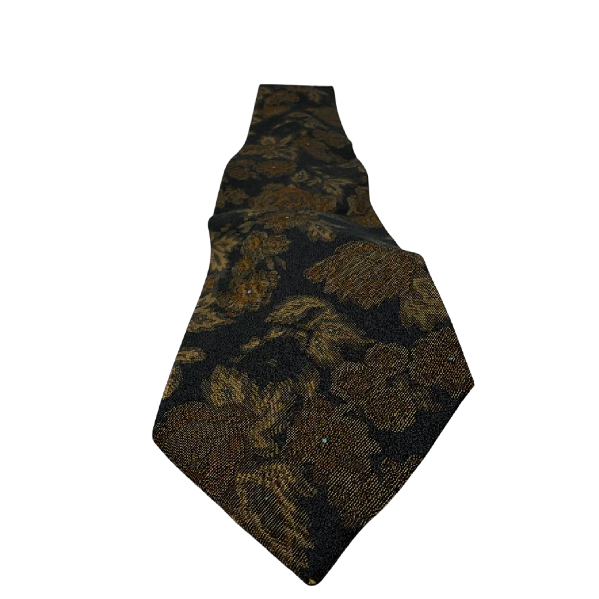 Kenzo Floral Jacquard Black Gold Silk Tie