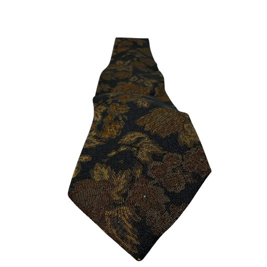 Kenzo Floral Jacquard Black Gold Silk Tie