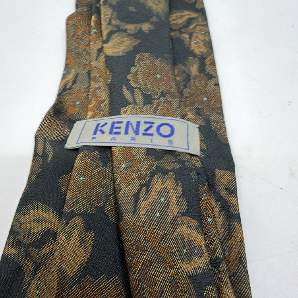 Kenzo Floral Jacquard Black Gold Silk Tie