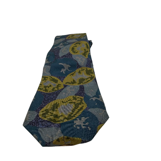 Pierre Balmain Abstract Pattern Blue Silk Tie