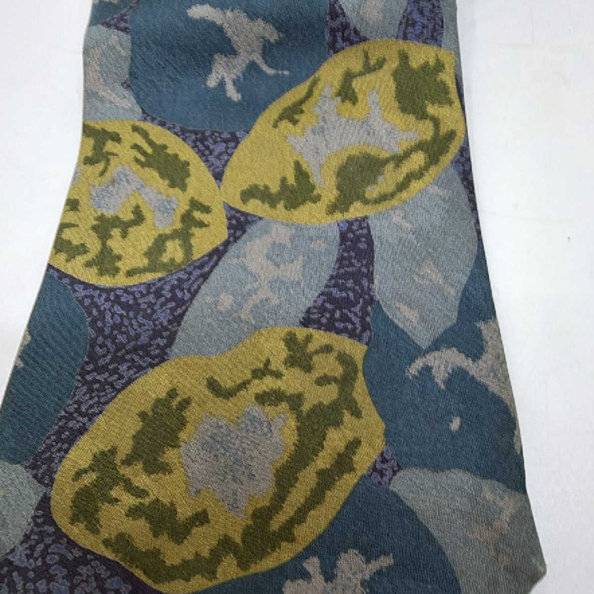 Pierre Balmain Abstract Pattern Blue Silk Tie