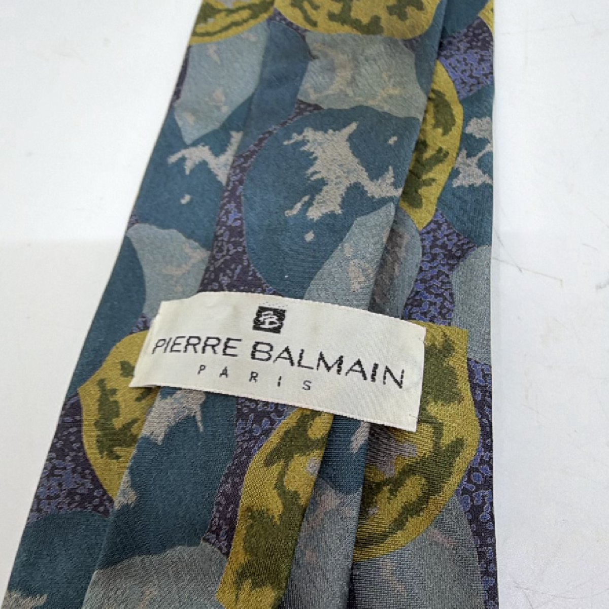 Pierre Balmain Abstract Pattern Blue Silk Tie